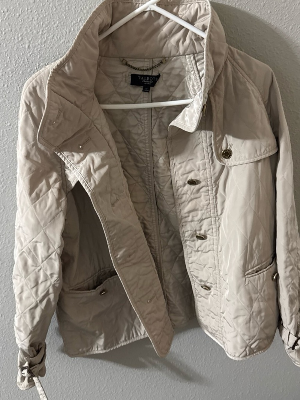 Talbots Quilted Light Beige Utility Jacket